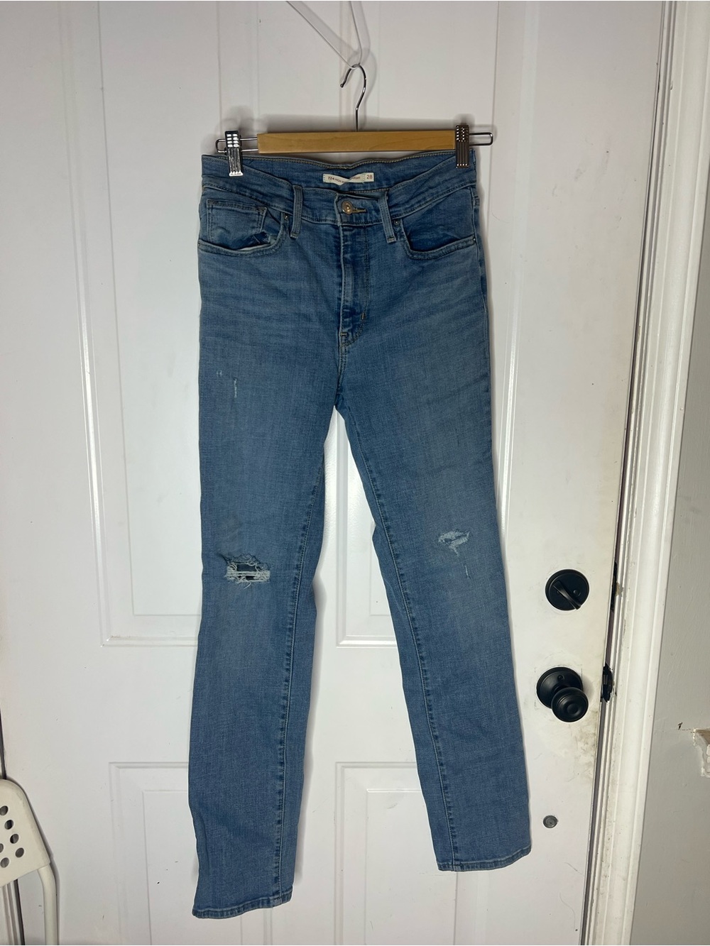 Levi’s 724 High Rise Straight Leg Jeans Womens Size 28 Dark Blue Stretch Denim